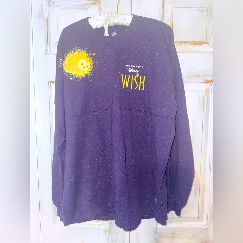 NWT Disney Wish Navy Purple Sparkle Spirit Jersey with Yellow Design